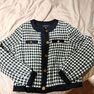 Ann Taylor Shimmer Houndstooth Jacket